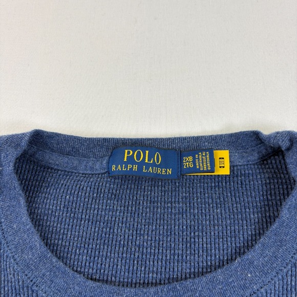 Polo Ralph Lauren Sweatshirt Mens 2XB Big Blue Waffle Knit Lightweight Stretch‎ - Picture 3 of 10